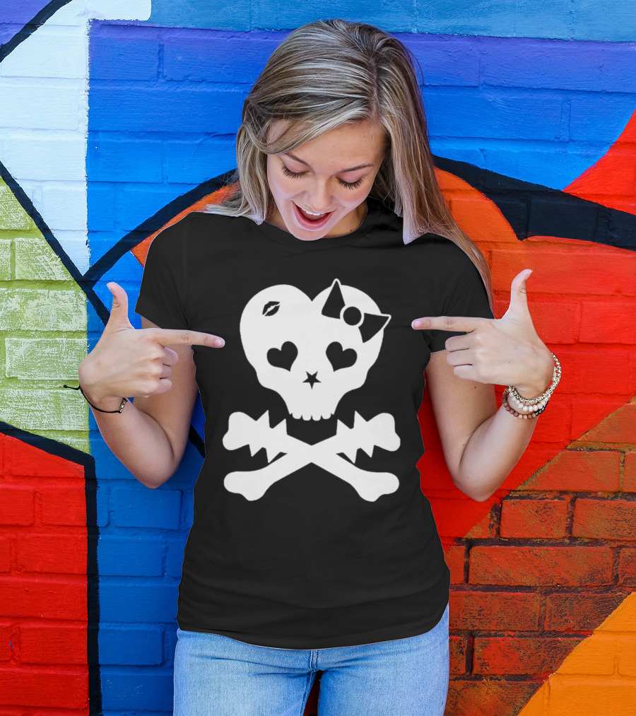 Punx N Kisses Twilight Skull Heart Bow Crossbones T-Shirt