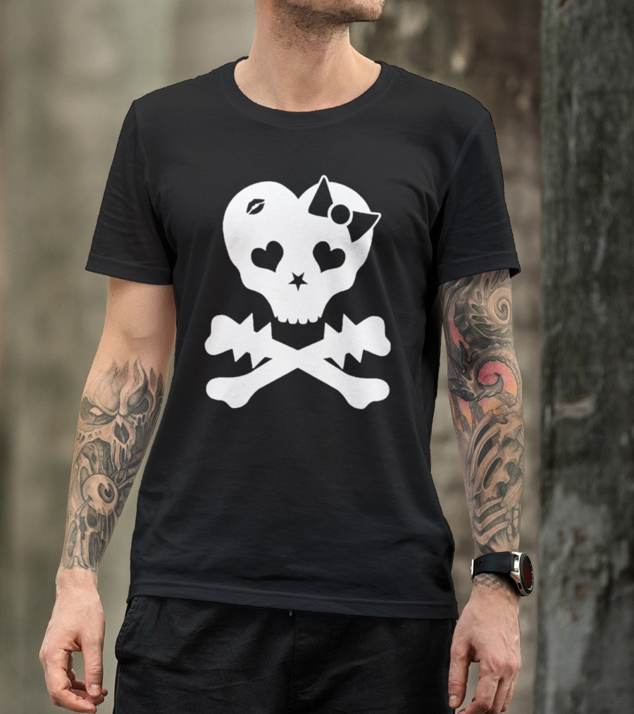 Punx N Kisses Twilight Skull Heart Bow Crossbones T-Shirt
