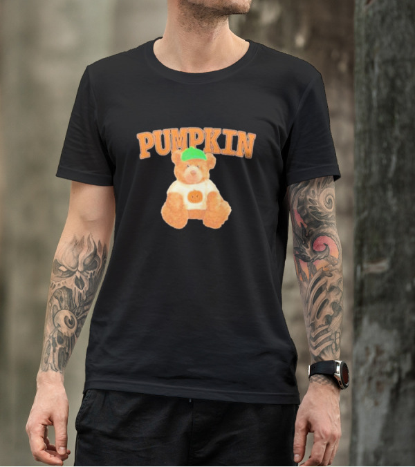 Pumpkin Cozy Bear With Green Hat And Pumpkin T-Shirt
