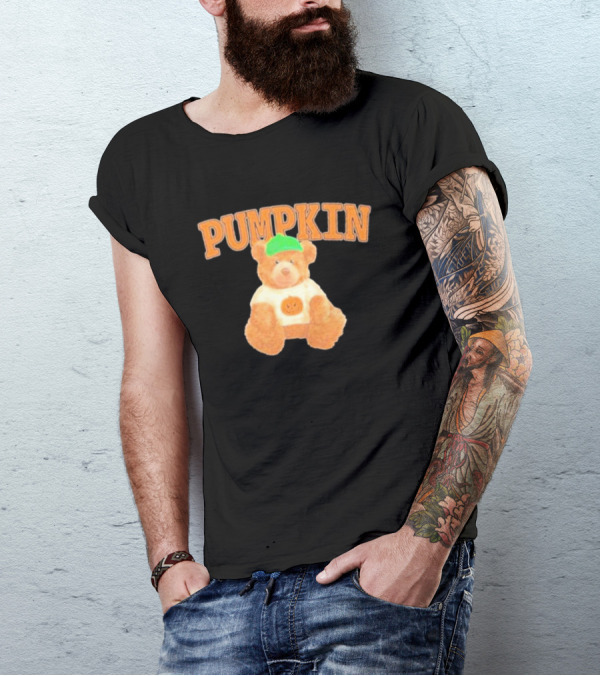 Pumpkin Cozy Bear With Green Hat And Pumpkin T-Shirt