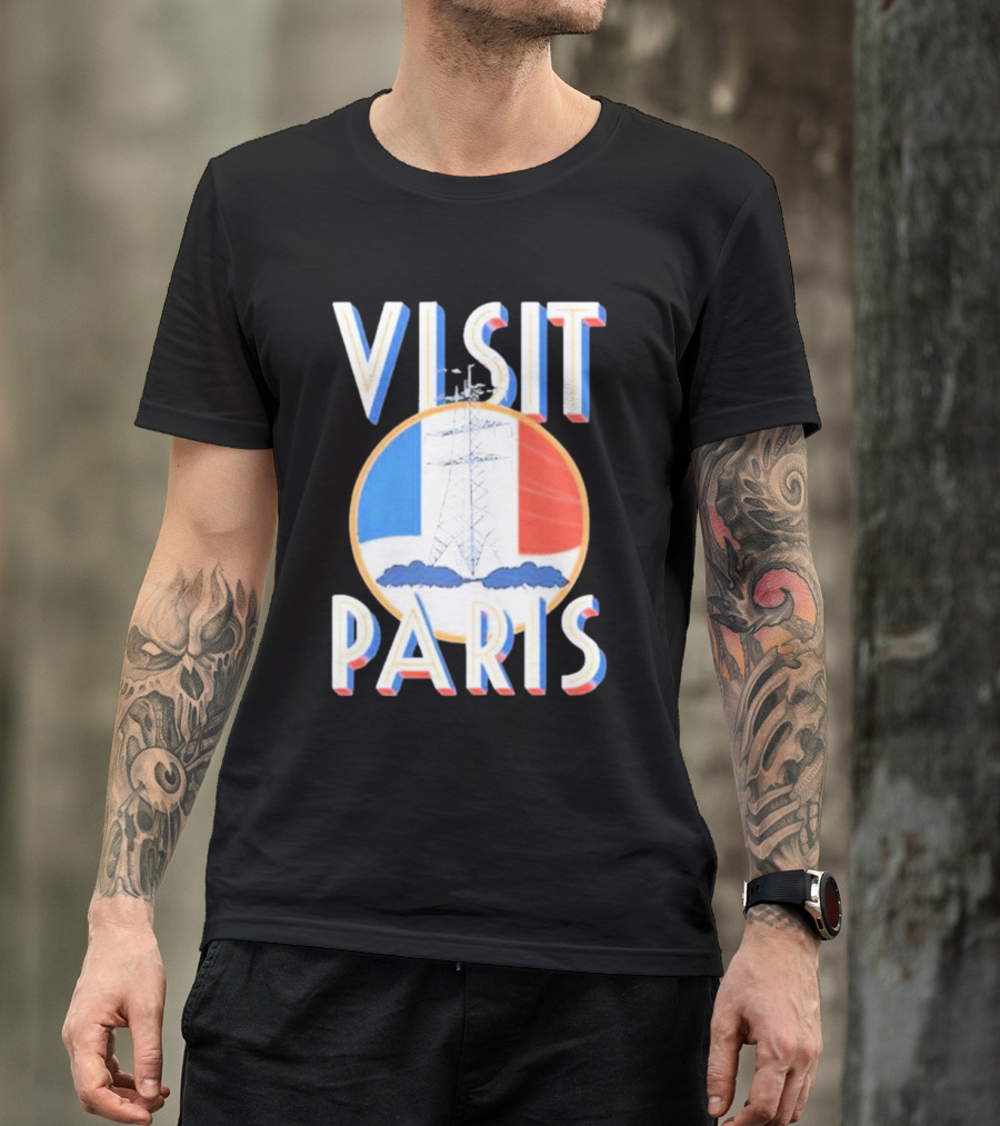 Visit Paris Eiffel Tower French Flag T-Shirt