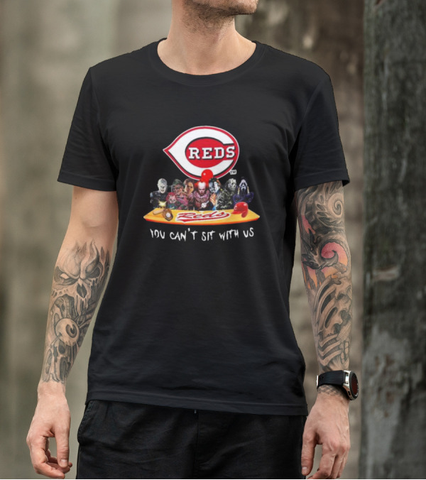 Cincinnati Reds Horror Movie Characters Logo You Can’t Sit With Us T-Shirt