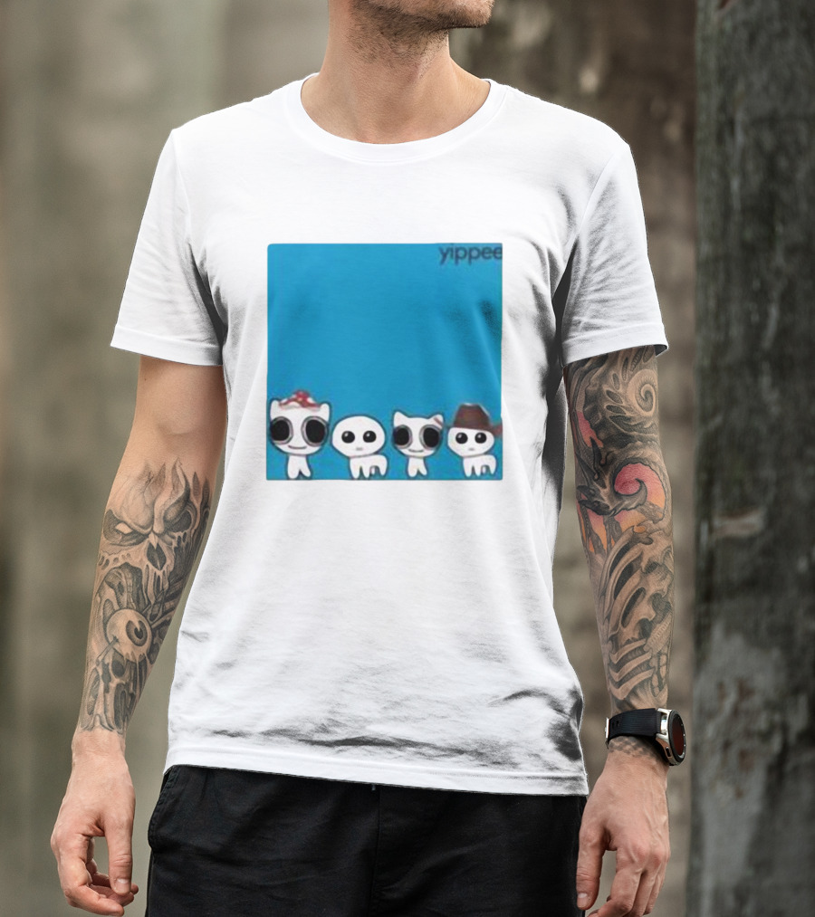 Yippee Cute Cartoon Cats Wearing Hats X Weezer Cringey T-Shirt