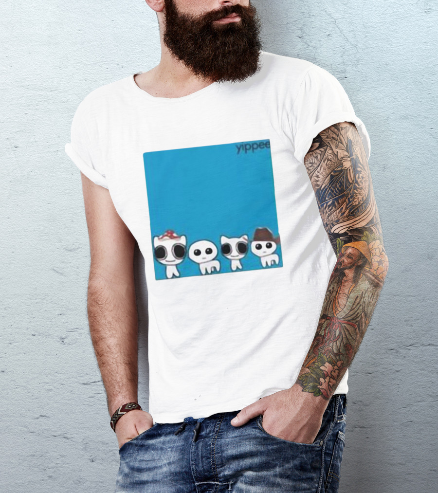 Yippee Cute Cartoon Cats Wearing Hats X Weezer Cringey T-Shirt