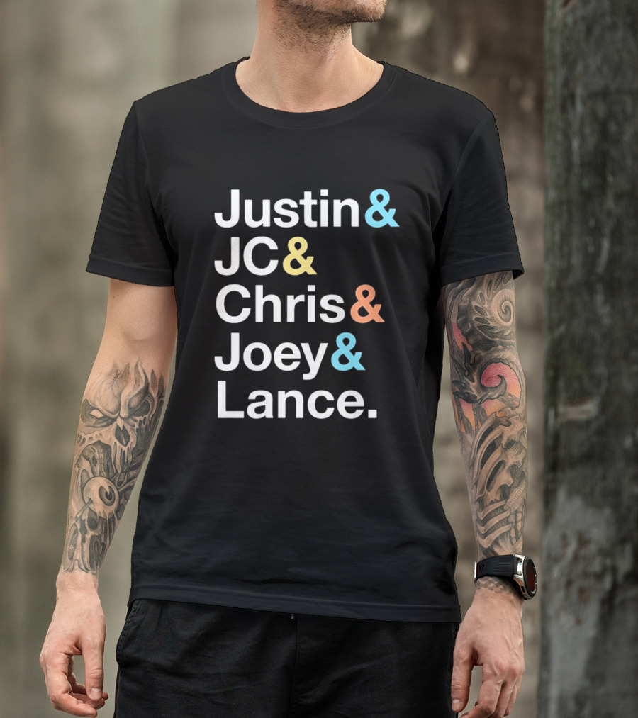Justin And JC And Chris And Joey And Lance Contemporary Ampersand Typography T-Shirt