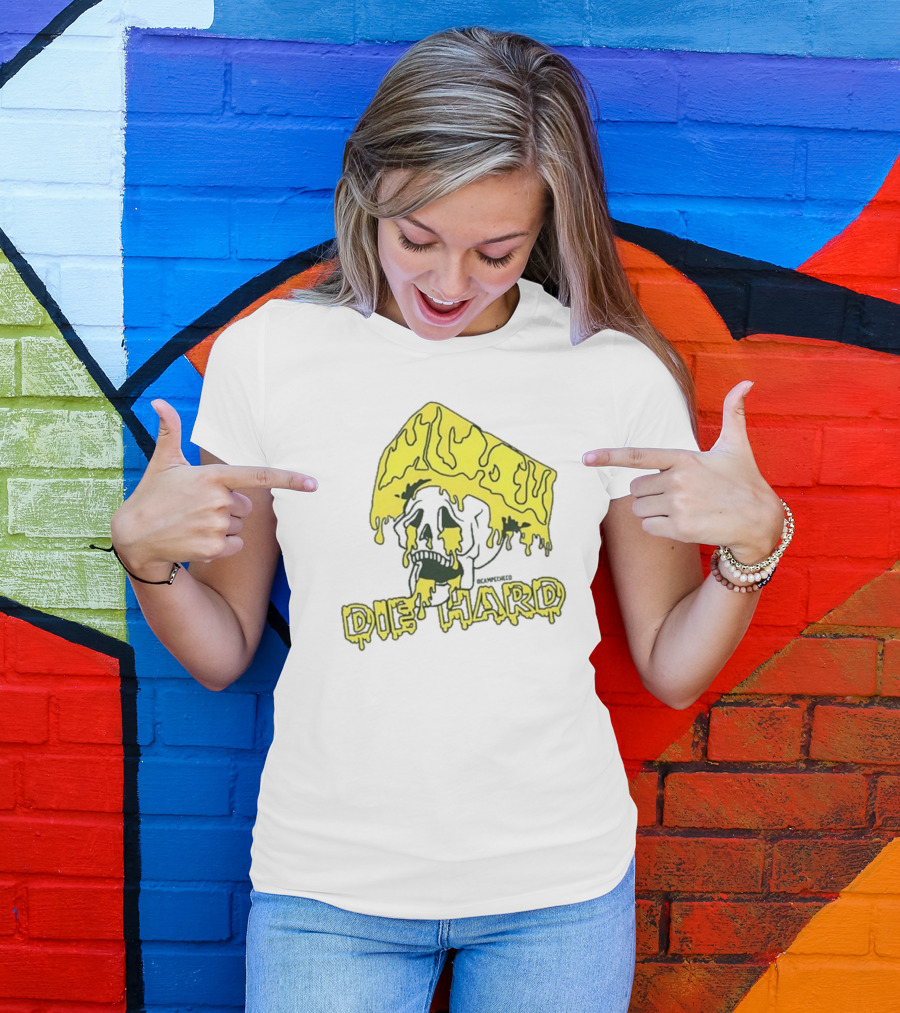 Cheesehead Skull Dripping With Die Hard T-Shirt