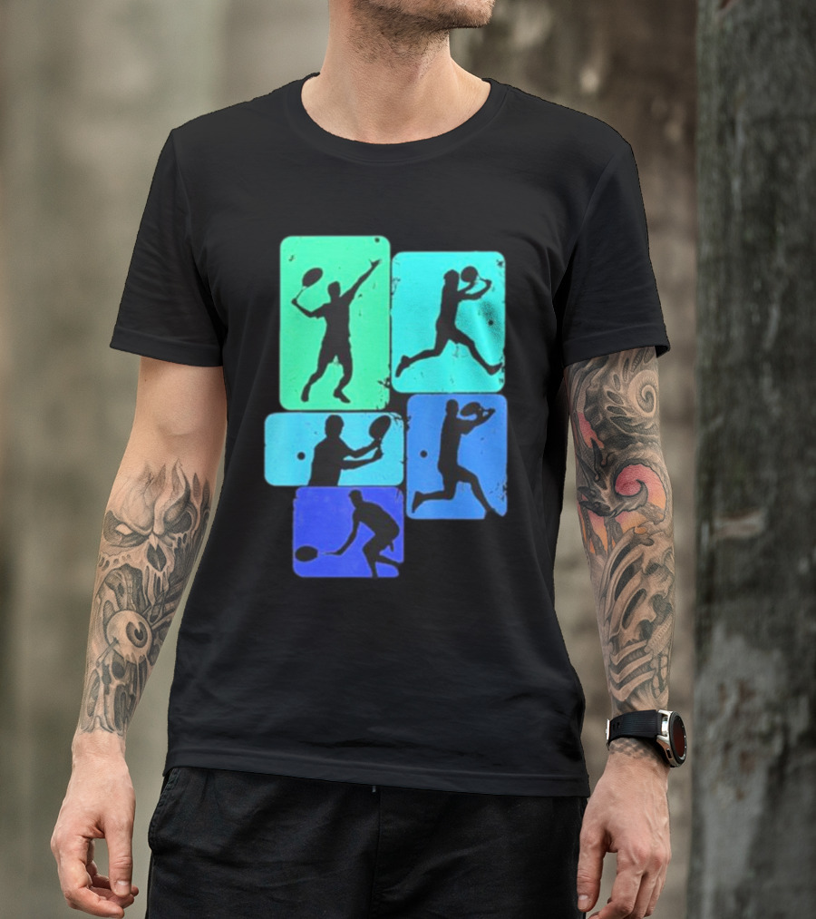 Tennis Player Youth Men Silhouettes In Motion T-Shirt