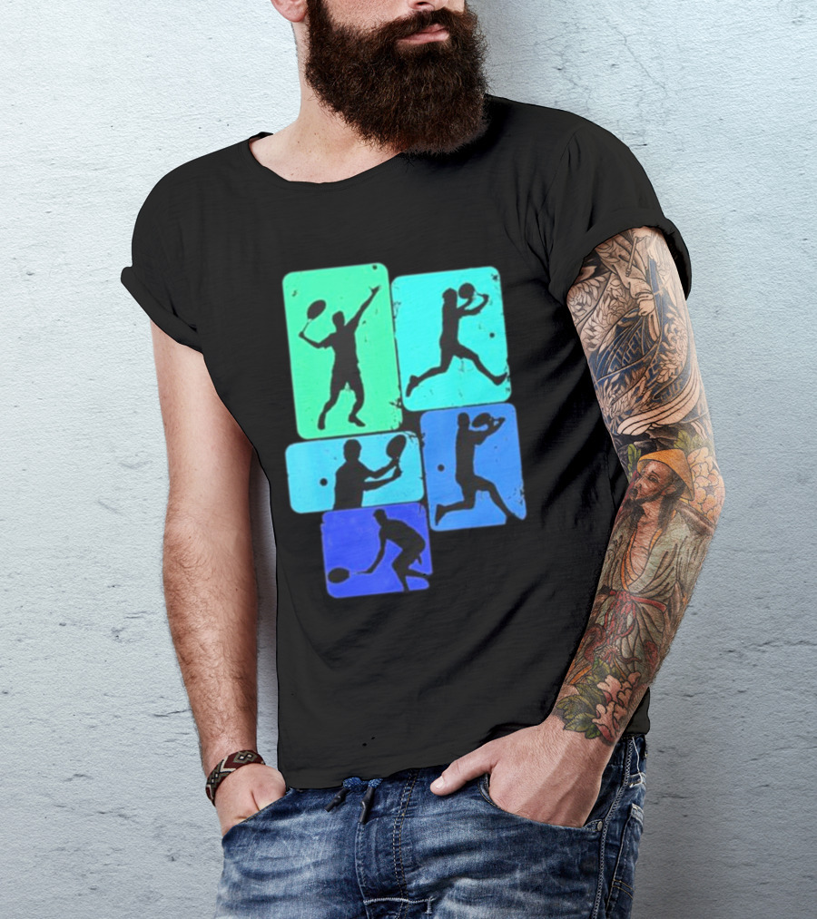 Tennis Player Youth Men Silhouettes In Motion T-Shirt