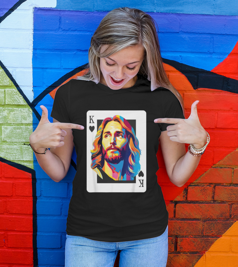Jesus King Of Hearts Spades Christian Card T-Shirt
