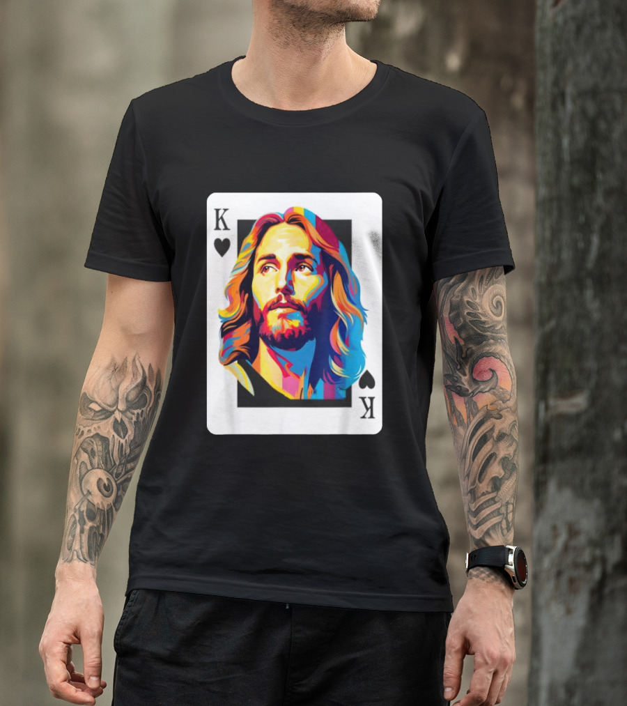 Jesus King Of Hearts Spades Christian Card T-Shirt