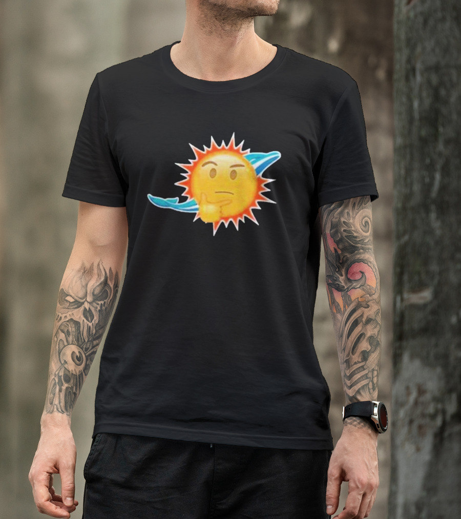 Dolphins Emoji Thinking Miami Sun Dolphins Emoji T-Shirt