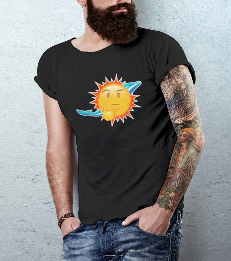 Dolphins Emoji Thinking Miami Sun Dolphins Emoji T-Shirt