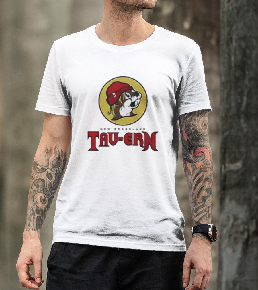 New Brookland Tavern Tau-ern Buc-Ees Logo Red Beanie Dog T-Shirt
