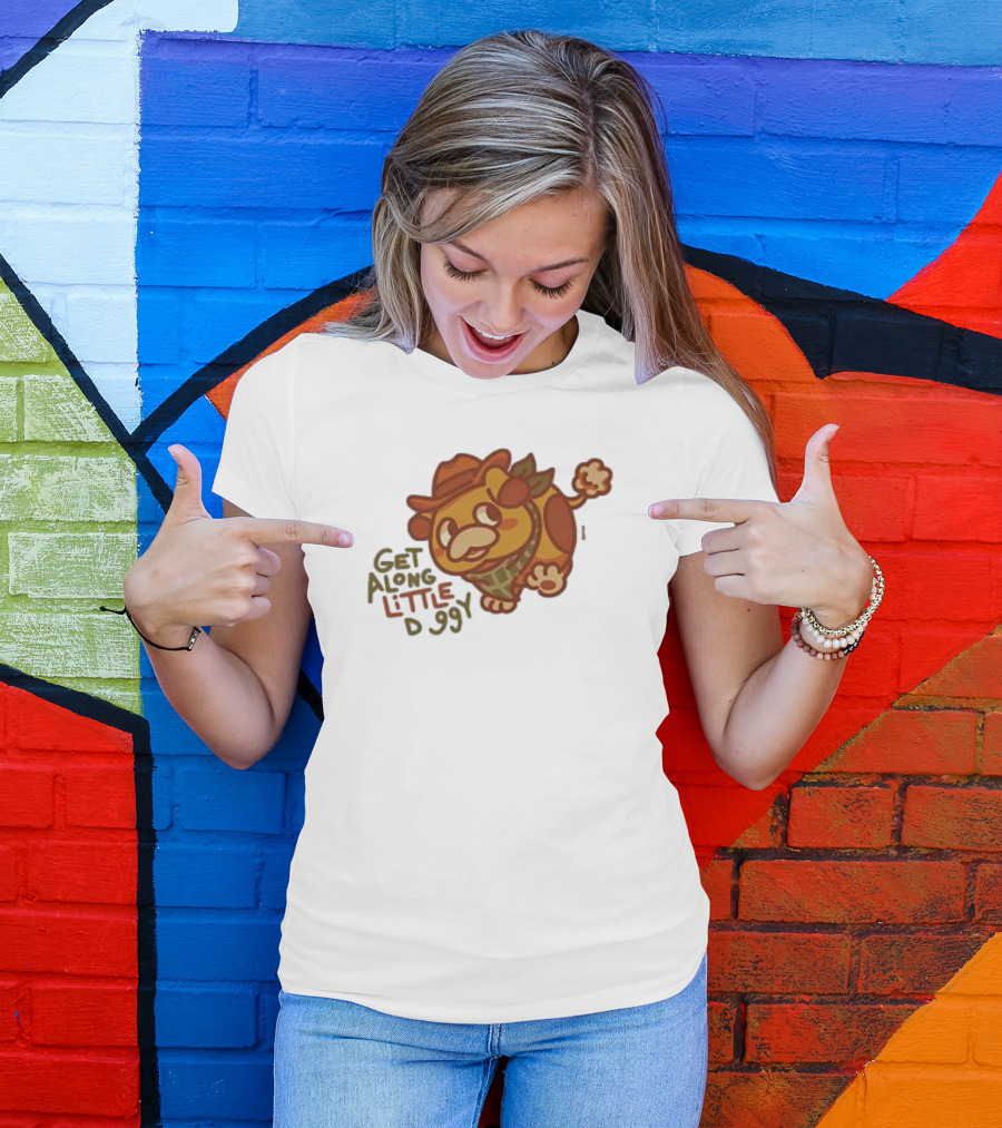 Get Along Little Doggy Cowboy Style Cartoon T-Shirt