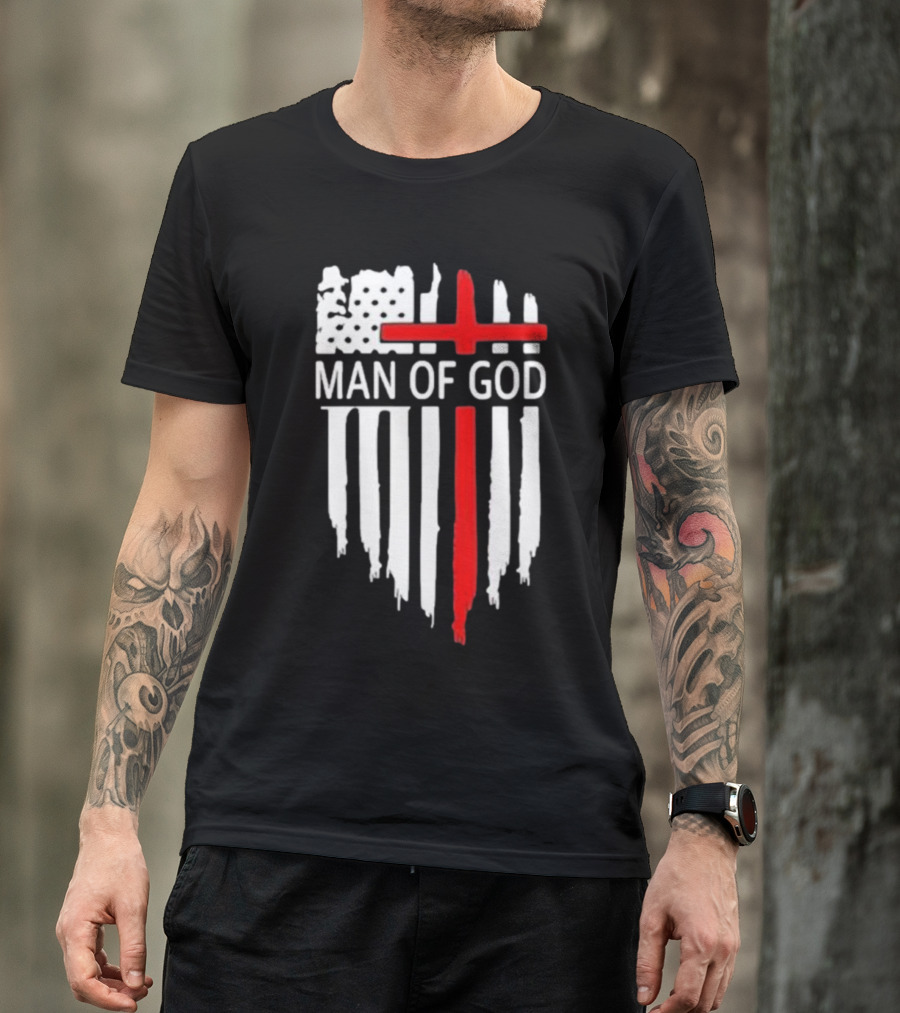 Man Of God American Flag Cross T-Shirt