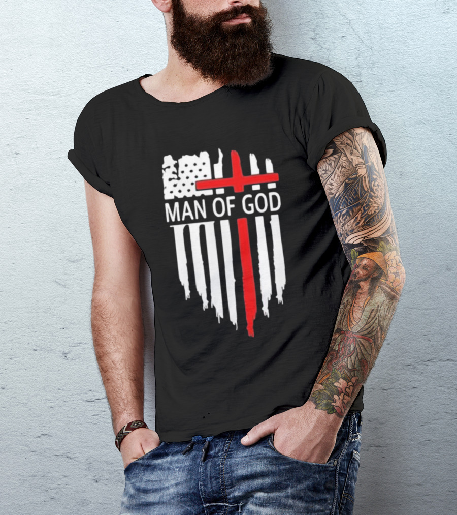 Man Of God American Flag Cross T-Shirt