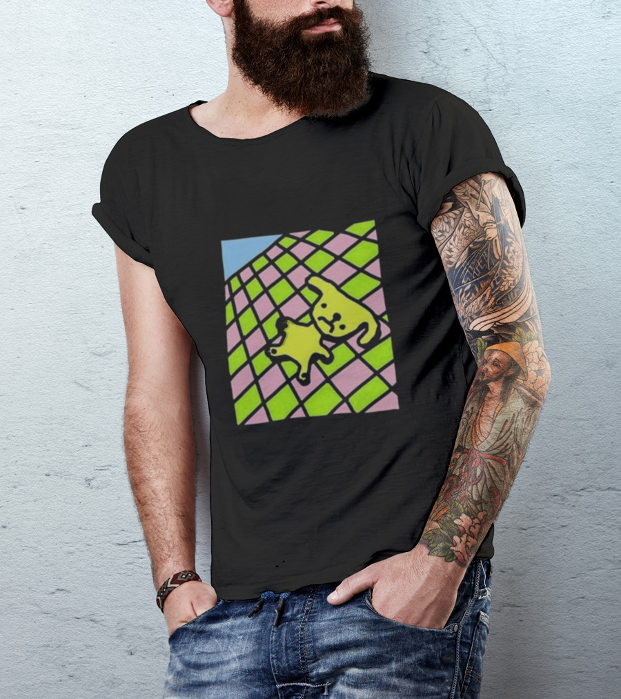 There's A Doggy On The Roof Checkerboard Zoe Bread T-Shirt