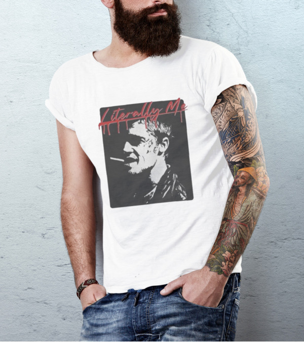 Literally Me Tyler Durden Smoking Silhouette Black And Red T-Shirt