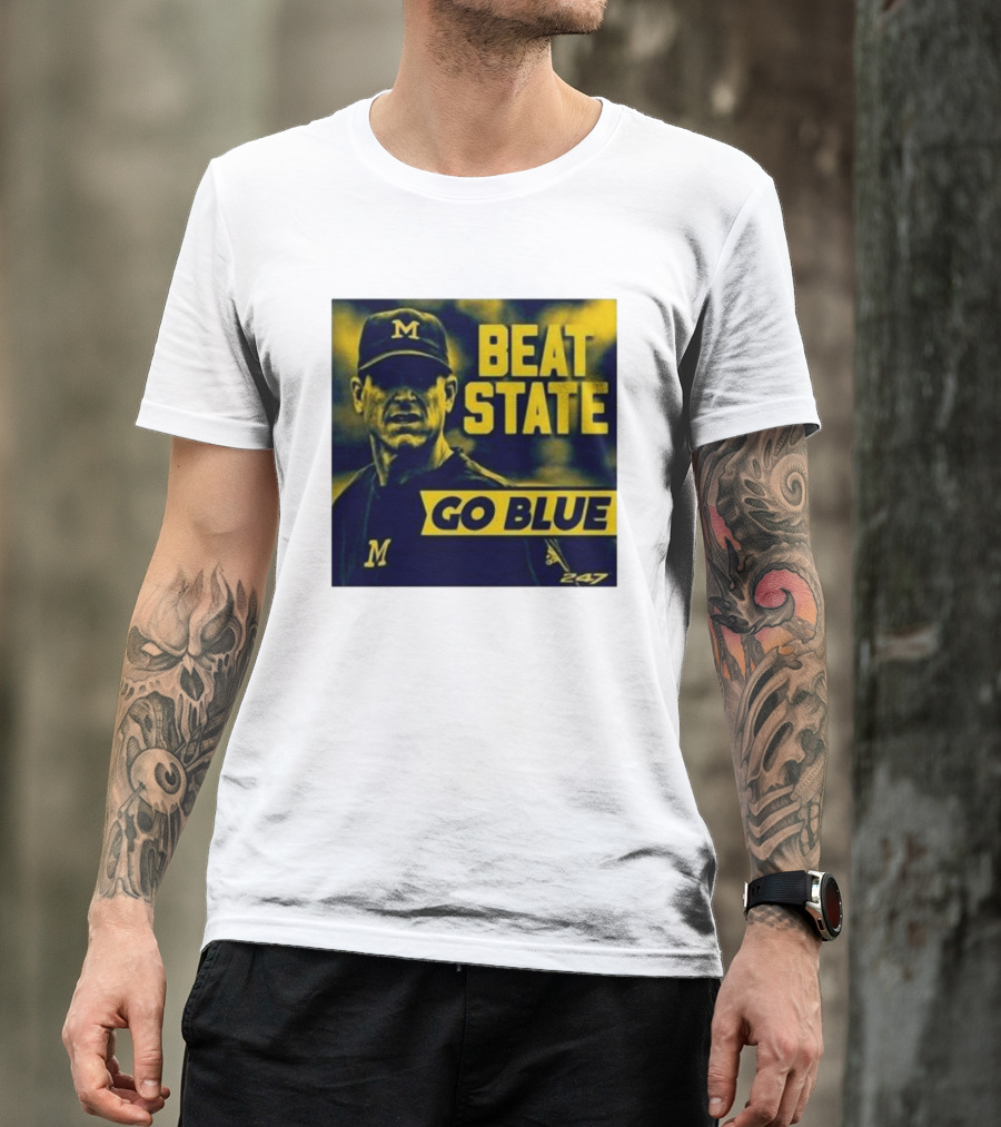 Beat State Go Blue Michigan Wolverines M 247 T-Shirt