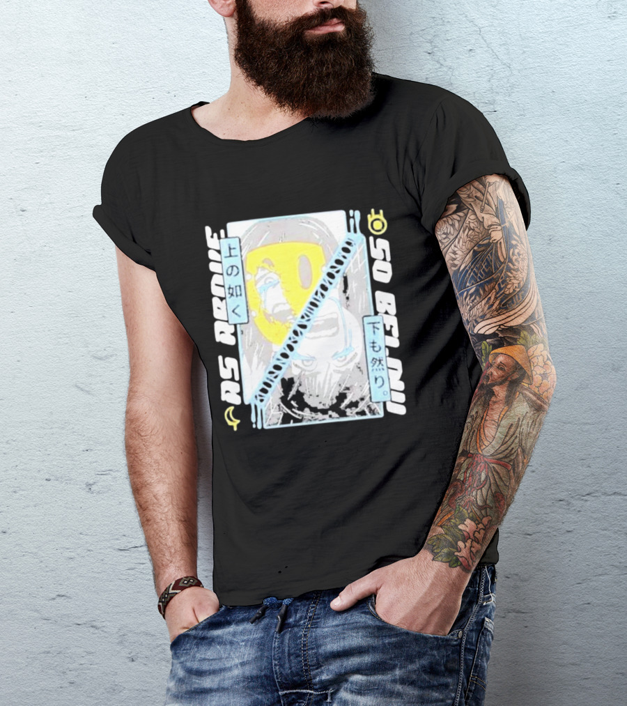 As Above So Below Yellow Mask Dual Face T-Shirt