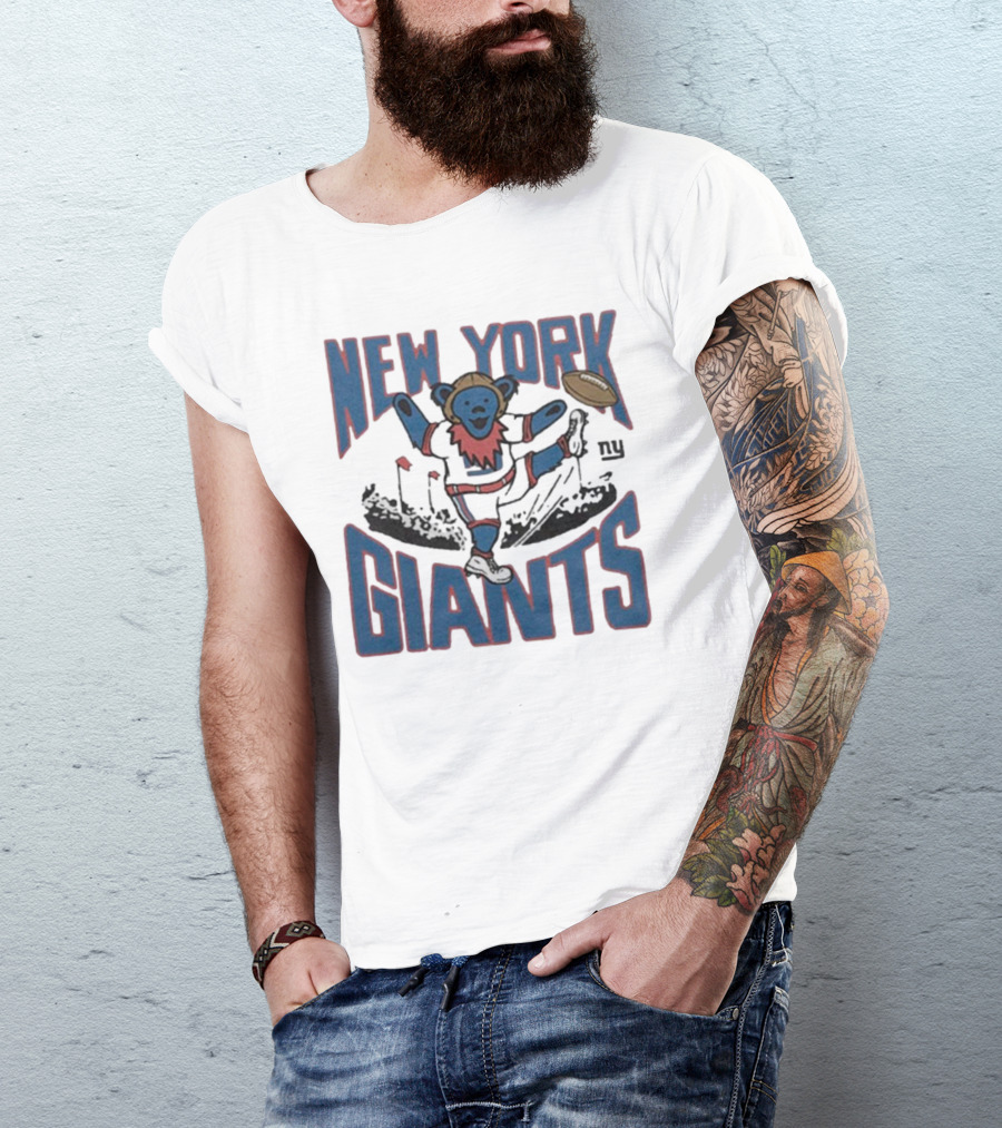New York Giants Grateful Dead NFL Collaboration Bear T-Shirt