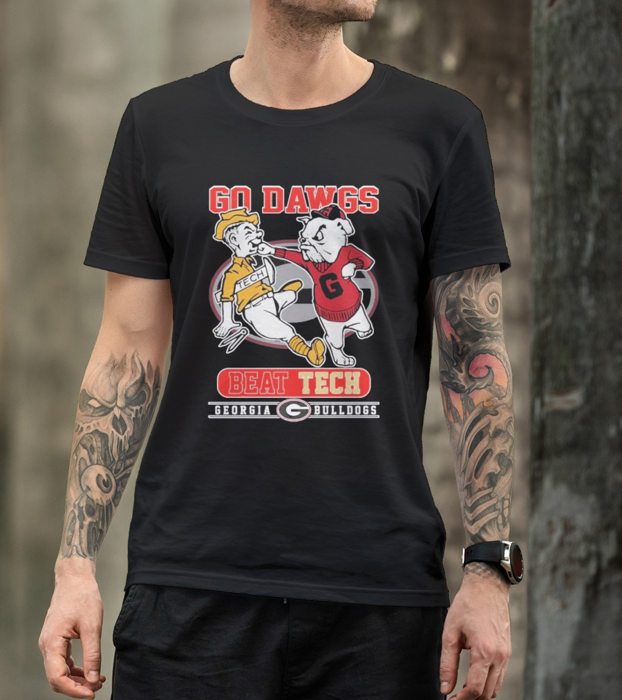 Go Dawgs Beat Tech Georgia Bulldogs Rivalry Football Mascot Showdown T-Shirt