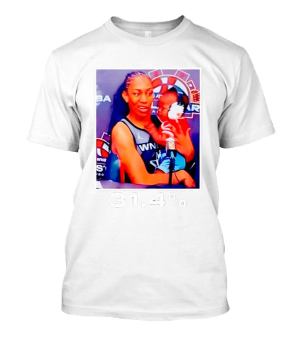 A’ja Wilson Holding Baby 31.4% WNBA Stars T-Shirt