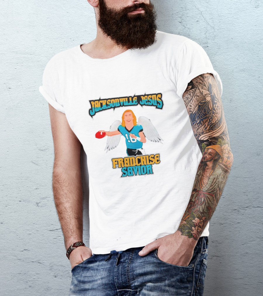 Jacksonville Jesus Franchise Savior Trevor Lawrence Angel Wings Football T-Shirt