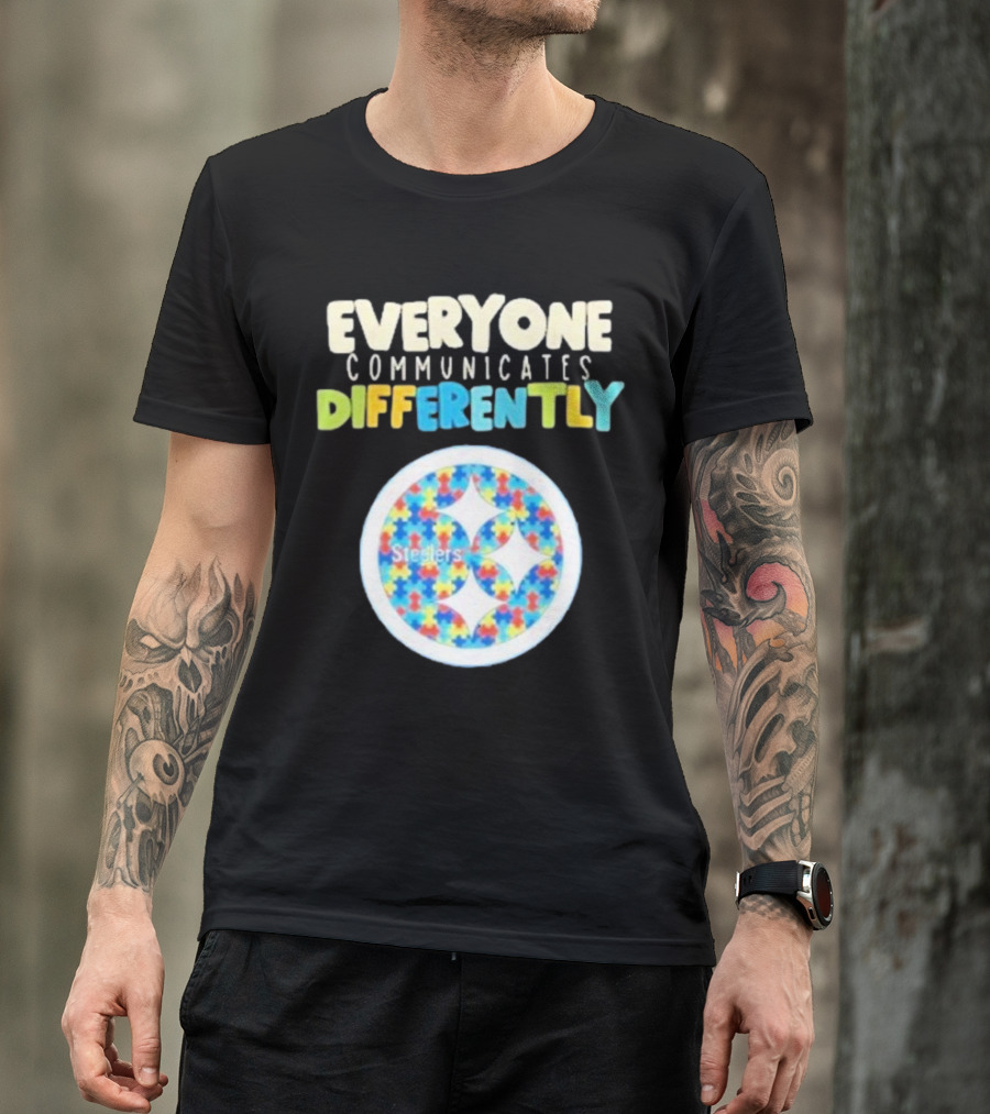 Everyone Communicates Differently Steelers Puzzle T-Shirt