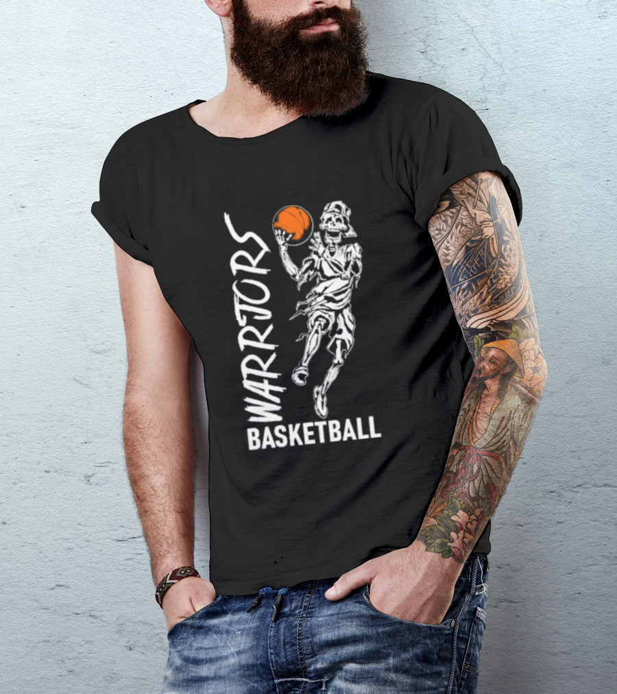Warriors Skeleton Basketball Player Holding Ball T-Shirt