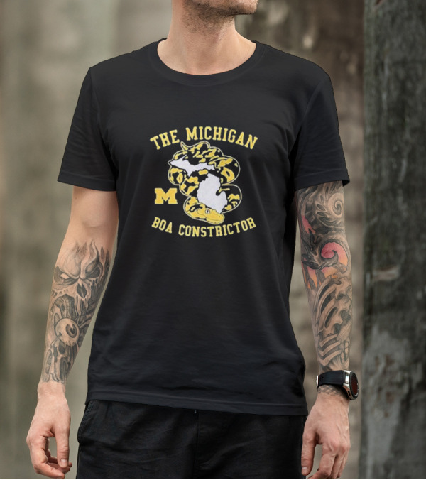 The Michigan Boa Constrictor Football M Logo Yellow Snake Map T-Shirt