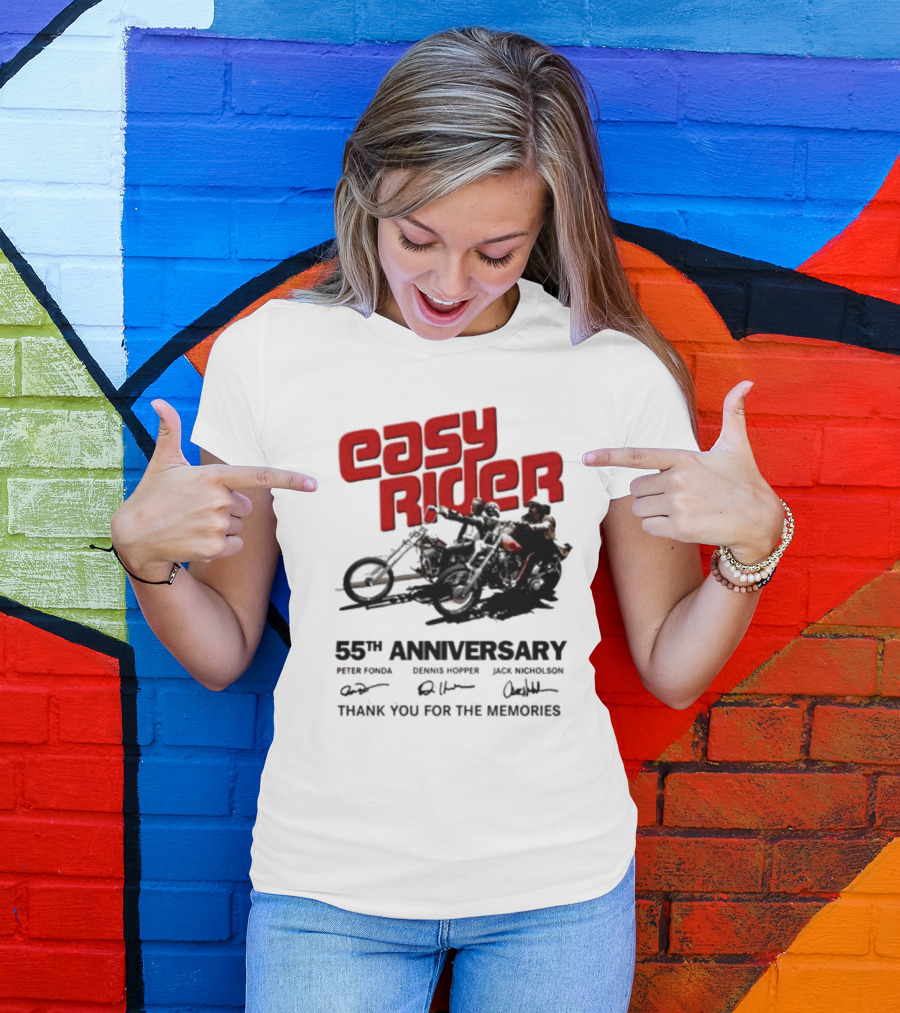 Easy Rider 55th Anniversary Dennis Hopper Jack Nicholson Peter Fonda Thank You For The Memories T-Shirt