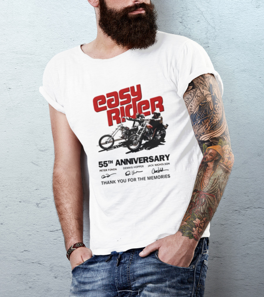Easy Rider 55th Anniversary Dennis Hopper Jack Nicholson Peter Fonda Thank You For The Memories T-Shirt