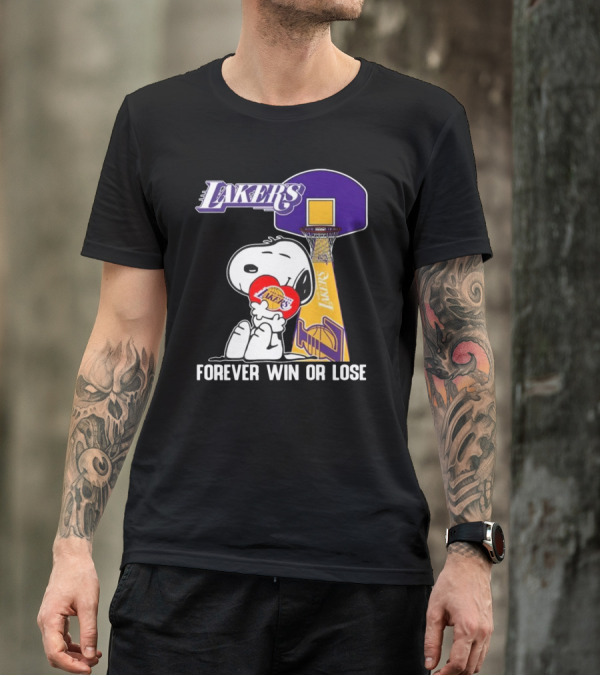 Lakers Forever Win Or Lose Snoopy Basketball Heart T-Shirt