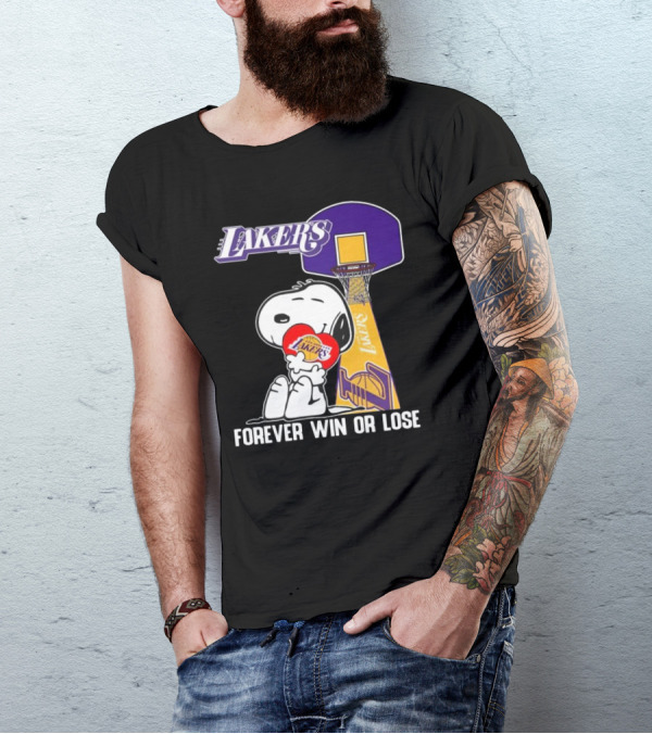 Lakers Forever Win Or Lose Snoopy Basketball Heart T-Shirt