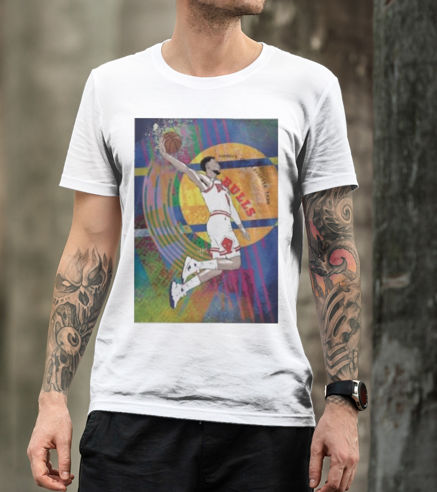 Support Favorite Team Bulls Basketball Player A Special For Chicago Fans Colorful T-Shirt