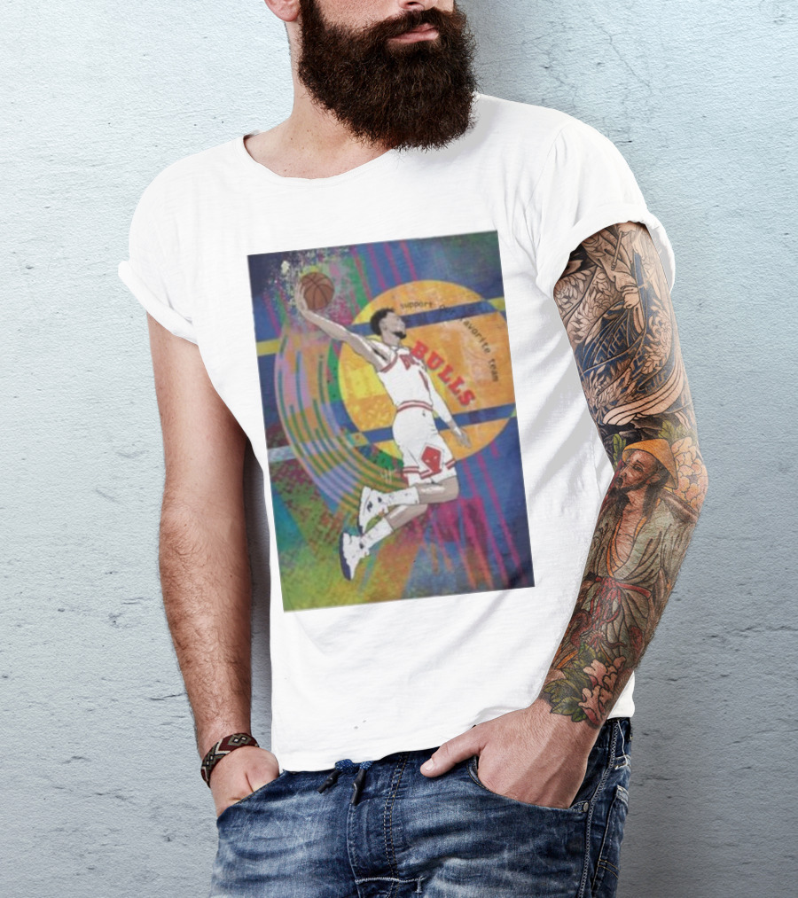 Support Favorite Team Bulls Basketball Player A Special For Chicago Fans Colorful T-Shirt