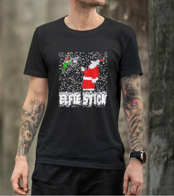 Elfie Stick Santa Christmas Humor T-Shirt