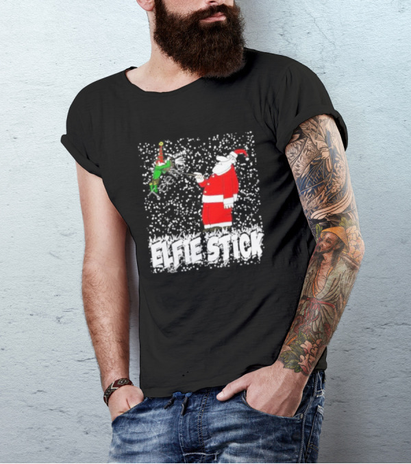 Elfie Stick Santa Christmas Humor T-Shirt