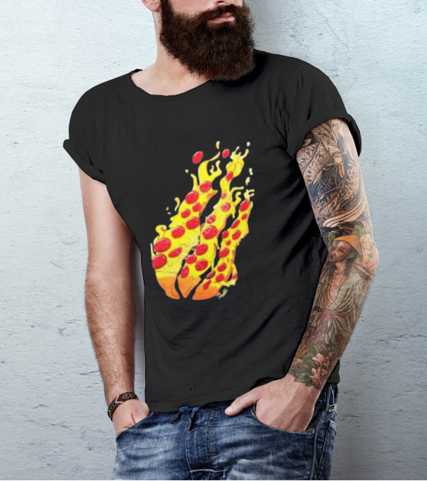 Preston Stylez Fire Pizza Flaming Pepperoni Blaze T-Shirt