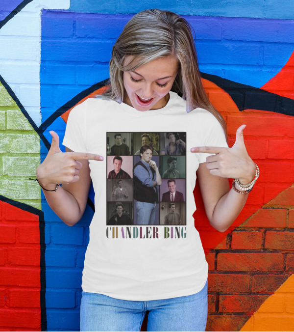 Retro Chandler Bing 90s Sweater Matthew Perry Collage T-Shirt