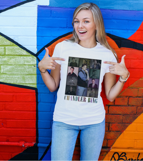 Retro Chandler Bing 90s Sweater Matthew Perry Collage T-Shirt