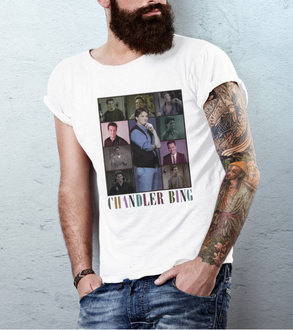 Retro Chandler Bing 90s Sweater Matthew Perry Collage T-Shirt