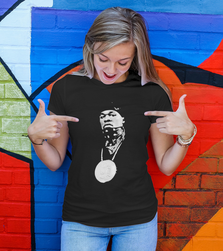 Drake Ibashar Bandana Portrait With Large Medal Necklace T-Shirt