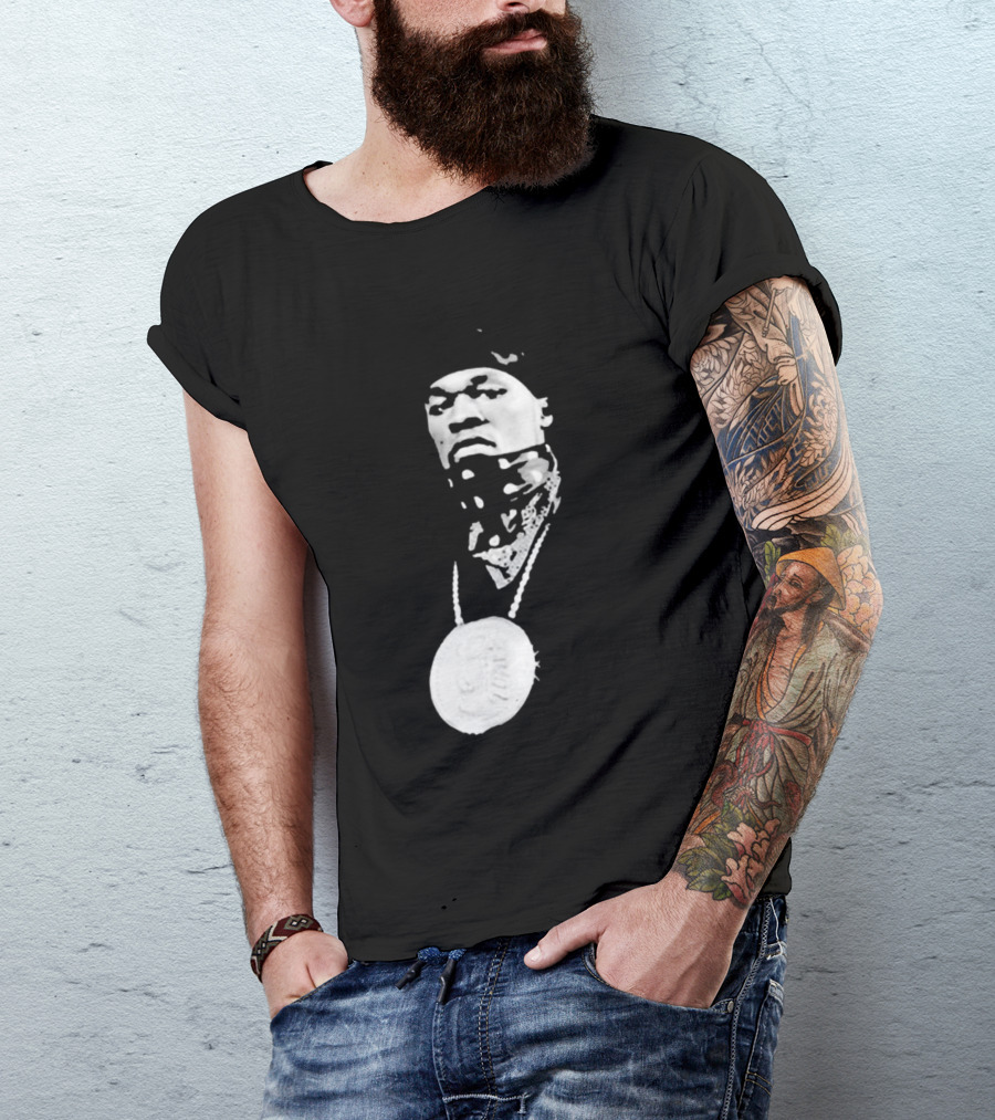 Drake Ibashar Bandana Portrait With Large Medal Necklace T-Shirt