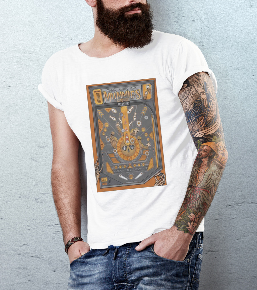 Here Come The Mummies Pinball Artwork Brooklyn Bowl Nashville Oct 31 T-Shirt