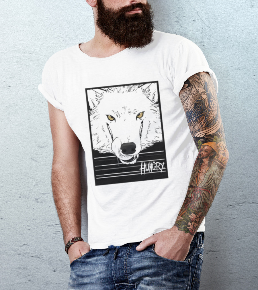 Sloshdog Hungry Wolf Face Yellow Eyes T-Shirt