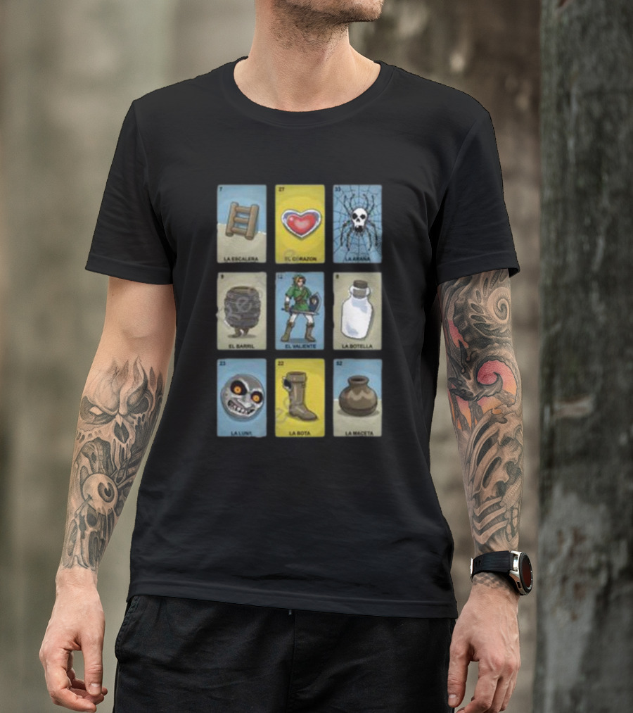 Clay Graham Art Loz Loteria La Escalera El Corazon La Araña El Barril El Valiente La Botella La Luna La Bota La Maceta T-Shirt