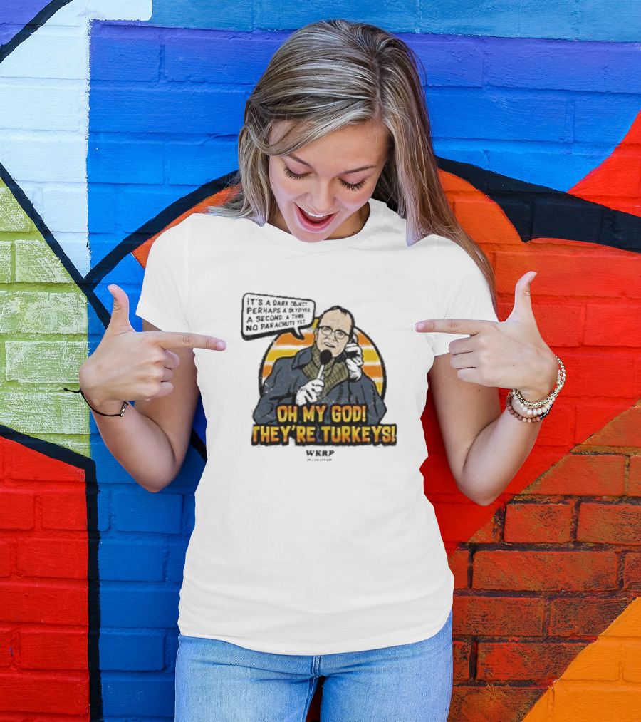 WKRP Oh My God They’re Turkeys Dark Object Parachute T-Shirt