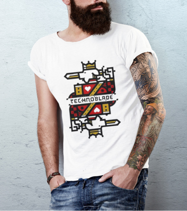 Technoblade Crowned Warrior Card Heart Sword T-Shirt